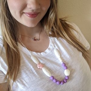 Purple Baby girl teething necklace flower princess